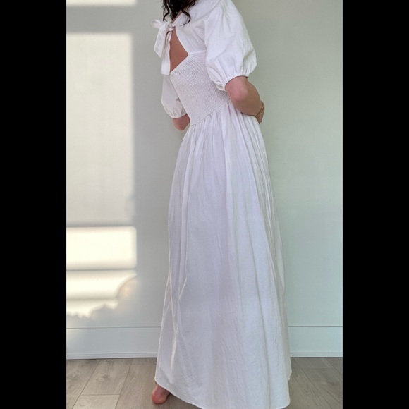 New Peasant milkmaid princess poet puff sleeve thick 100% cotton maxi dress. - Picture 10 of 14
